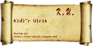 Klár Ulrik névjegykártya