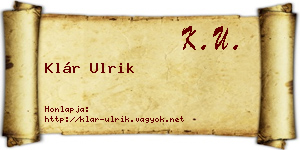 Klár Ulrik névjegykártya